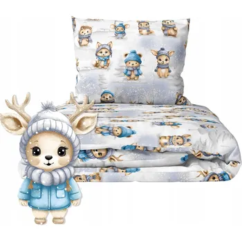Povlečení Povlečení 140x200 + 1x70x80 cm, 140 g/m2, 100% BAVLNA, šedá zimní zvířata.