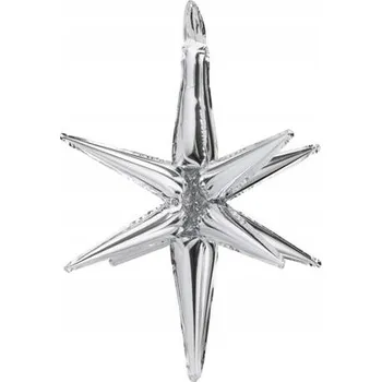 FÓLIOVÝ BALÓNEK HVĚZDA 3D NA PÁRTY 70cm STŘÍBRNÝ FB257M-018 PARTYDECO