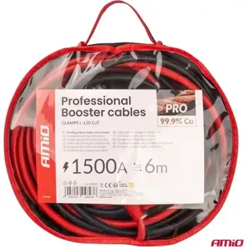 Povinná bezpečnostní výbava AMIO – Startovací kabely 04823 – 1500A – 99,9 % měď, 6m