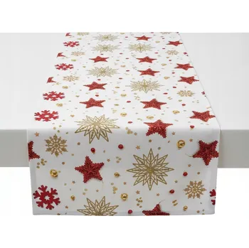 ubrus VÁNOČNÍ VODĚODOLNÝ BĚHOUN NA STŮL HVĚZDIČKY 40x220 cm