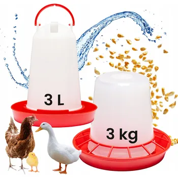 Krmítko pro ptáka Sada: napáječka + krmítko 3l + 3kg pro kuřata a drůbež, automatické Garronda