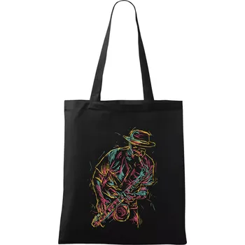 Nákupní taška Jazz saxofon splash - Taška bavlněná - 42 x 38 cm ( Černá )