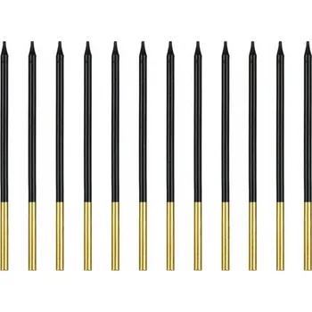 Dortová svíčka Narozeninové svíčky na dort hladké černé zlaté 14 cm 12 ks