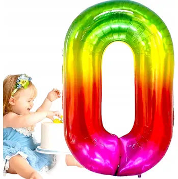Balónek Fóliový balónek ČÍSLICE 0 NULA Duhový Barevný na Helium i Vzduch 100cm XXL