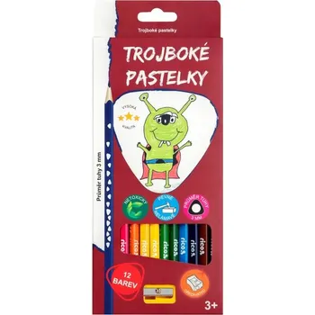 Kresba Pastelky RICO trojboké , tuha průměr 3 mm, sada 12 ks, ořezávátko