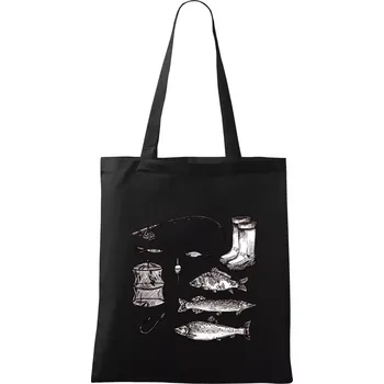 Nákupní taška Rybářský set - Taška bavlněná - 42 x 38 cm ( Černá )