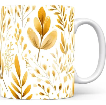 Elegantní hrnek s jemným květinovým motivem v zlaté barvě