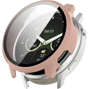 Příslušenství k chytrým hodinkám VSECHNONAMOBIL 126031 PC FULL COVER Plastový kryt se sklem pro Garmin Venu 4 41mm růžový