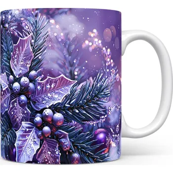 Hrnek s vánočním motivem jehličí a bobulí