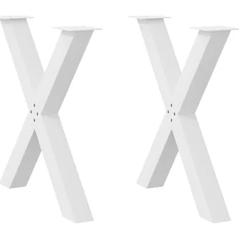 Jídelní stůl vidaXL Nohy k jídelnímu stolu ve tvaru X, 2 ks, bílé, 70 x (72-73) cm, ocel
