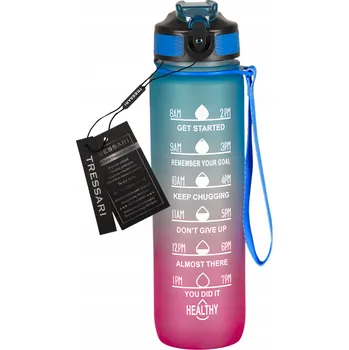 Láhev TRESSARI Motivační láhev BPA FREE lahev na pití z TRITANU s držákem 1l na vodu