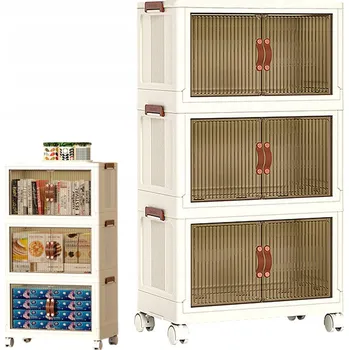 regál SKLÁDACÍ POLICE KOUPELNOVÁ KUCHYŇSKÁ SKŘÍŇKA MOBILNÍ REGÁL NA KOLEČKÁCH 3 ÚROVNĚ