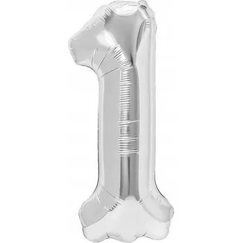 Balón ČÍSLICE 1 stříbrný metalický NAROZENINY XXL