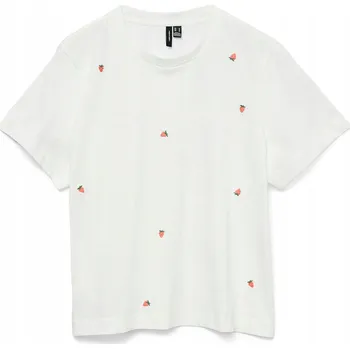 Dámské tričko Vero moda Dámské tričko VERO MODA-10325318 Snow White STRAWBERRYS Bílé