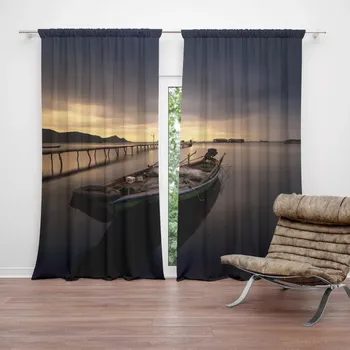 Závěs Sablio Závěs Loďka na jezeře 2: 2ks 140x250cm