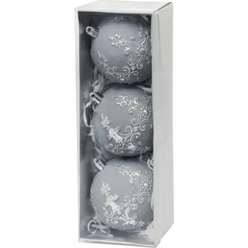 Vánoční ozdoba MagicHome Vianoce Koule MagicHome Vánoce, sada, 3 ks, stříbrná, na vánoční stromek, 8 cm