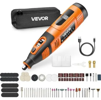 Sada nářadí VEVOR 119dílná sada akumulátorového rotačního nářadí, přenosný mini rotační nástroj DC12V, 28stupňová rychlost 5000-32000 ot./min. Víceúčelové DIY nářadí pro gravírování, broušení, leštění, řezbářství, řezání, DIY řemesla