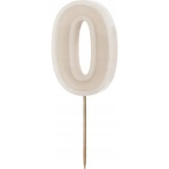 Dortová svíčka Svíčka na dort " Číslice 0", béžová, PartyDeco, 10 cm