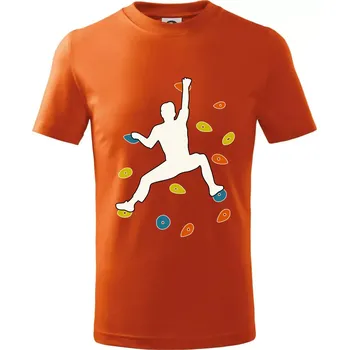 Chlapecké tričko Bouldering lezec - Tričko dětské bavlněné - 158 cm/12 let ( Oranžová )
