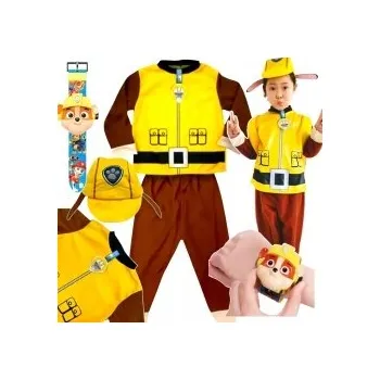 Karnevalový kostým Tlapková patrola KOSTÝM RUBBLE KOSTÝM + 3D HODINKY S PROJEKTOREM, velikost 116-122