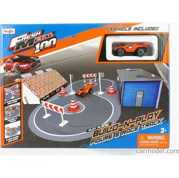 autíčko Maisto Accessories Diorama - Set Build Race Track With Car 1:43 Oranžově Šedá