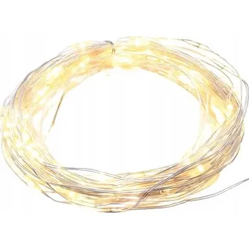 Vánoční dekorace ACA Lightning LED dekorativní stříbrná girlanda 20 LED diod teplá barva bílá, 2x baterie AA, 200 cm, IP20