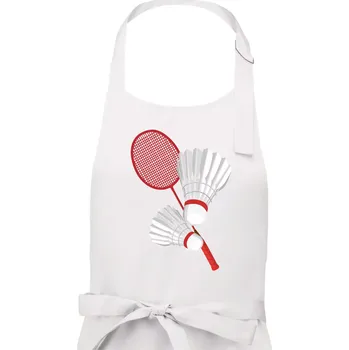 Kuchyňská zástěra Badminton - pálka a košík - Dámská zástěra na vaření - Univerzální velikost ( Bílá )