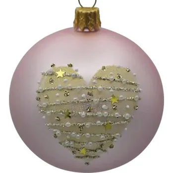 Vánoční ozdoba Skleněná vánoční ozdoba 7 cm x 7 cm x 8,5 cm růžová