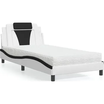 Postel Postel Viana s matrací bílá a černá 100 x 200 cm umělá kůže Bílá3208781