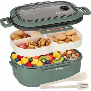 Svačinový box Nádoba na potraviny Lunch Box s přihrádkami, svačinový box 1,2L BPA Free