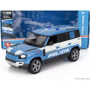 Bburago Land rover New Defender 110 Polizia 2020 1:25 Světle Modrá