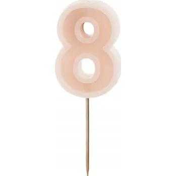 Dortová svíčka Svíčka na dort " Číslice 8", starorůžová , PartyDeco, 10 cm