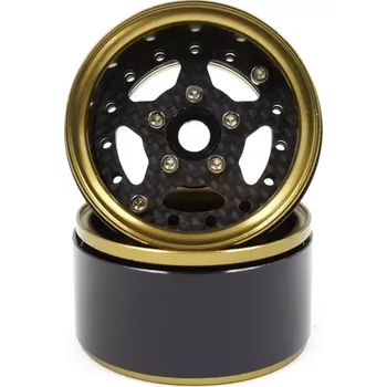RC náhradní díl Yeah Racing 1.9 Beadlock Hliníkové CNC 5 Spoke Carbon Gold Titanium, 2ks