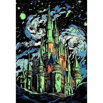 Obraz Stírací obrázek Magický stírací obrázek Svítící stírací obrázek Sada Zámek 40,5x28,5