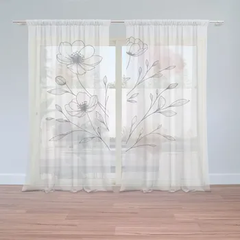 Záclona Sablio Záclony Květinová linie: 2ks 150x250cm
