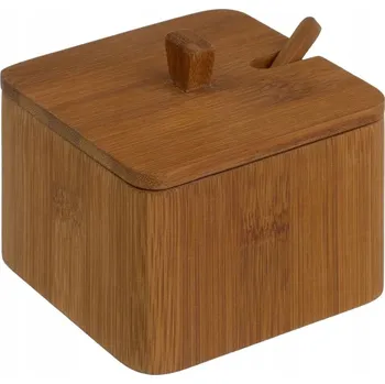 Dóza na potraviny BAMBUSOVÁ NÁDOBA NA CUKR SŮL CUKŘENKA TMAVÉ DŘEVO S VÍKEM