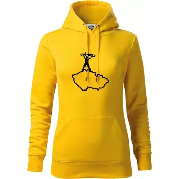 Dámská mikina Mapa ČR - cyklista na prsou - Mikina dámská Cape s kapucí - L ( Žlutá )