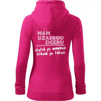 Dámská mikina Mám úžasnou dceru - Dámská mikina trendy zipper s kapucí - XS ( Purpurová )