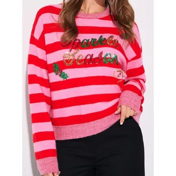 Dámský svetr Sinsay - Vánoční pruhovaný svetr s flitry - vícebarevná - 379FJ-MLC - 379FJ-MLC-L