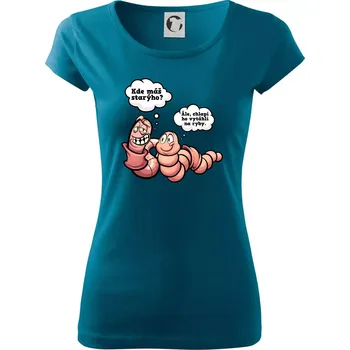 Dámské tričko Žížaly na rybách - Dámské triko Pure - L ( Petrolejová )