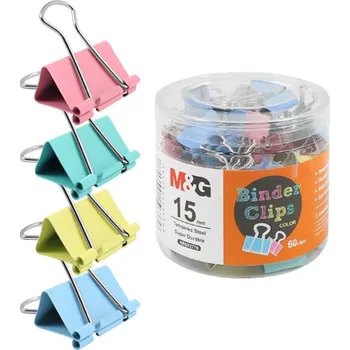 Kancelářská sponka Klip Binder M&G - barevný (15 mm), 60 ks