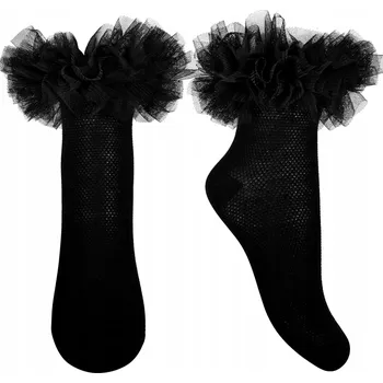 Dívčí oblečení Dívčí ponožky s tylovým volánkem černé Milusie, vel. 11/12