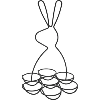 Stojánek na vajíčko Stojan na 7 vajec Velikonoční zajíček, černý kov