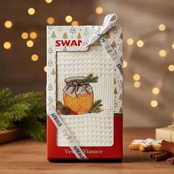 Utěrka Utěrka KIARA VÁNOCE 22 vaflová vyšívaná, dárkové balení, džem na smetanové…