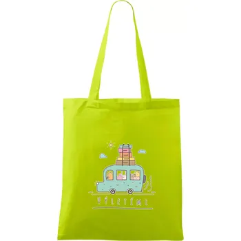 Výletíme obytňák kreslený - Taška bavlněná - 42 x 38 cm ( Limetková )