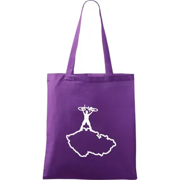 Mapa ČR - cyklista na prsou - Taška bavlněná - 42 x 38 cm ( Fialová )