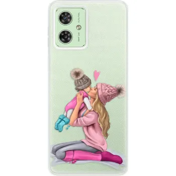 Pouzdro na mobilní telefon Silikonový obal iSaprio - Motorola Moto G54 5G - Kissing Mom - Blond and Girl (Silikonový obal, kryt a pouzdro iSaprio - Motorola Moto G54 5G - Kissing Mom - Blond and Girl - stylová ochrana telefonu, pružný TPU materiál, odolný UV potisk, česká výroba)