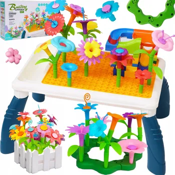 ostatní stavebnice Stavebnice KVĚTINY velká sada kytky + stolek + dráha 122 dílků