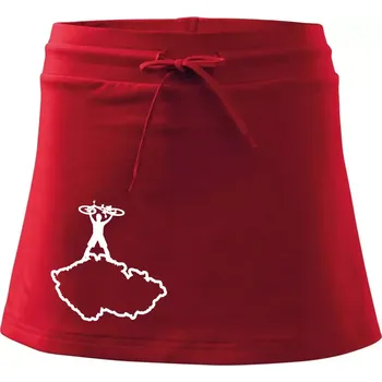 Dámská sukně Mapa ČR - cyklista na prsou - Sportovní sukně - two in one - XS ( Červená )
