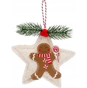 Vánoční dekorace ZÁVĚSNÁ OZDOBA NA STROMEČEK Perníkový Panáček – plyšová závěsná dekorace